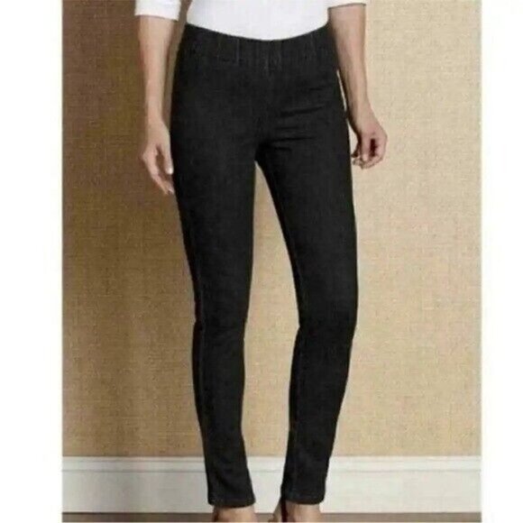 Soft Surroundings Size Small Elastic Waist Pull On Denim Jeans WashedBlack - Picture 1 of 7